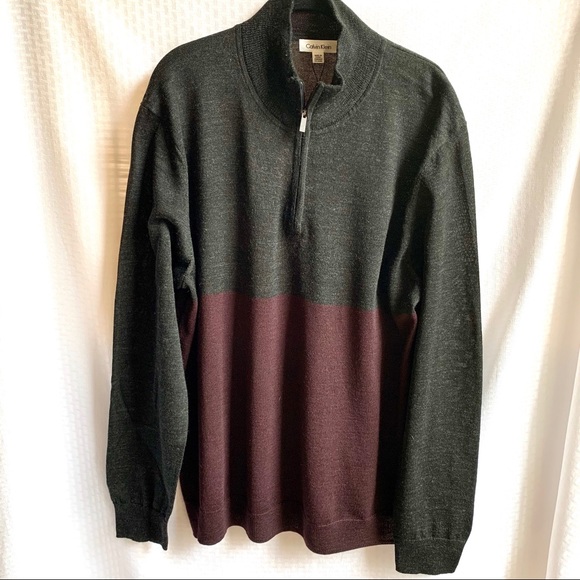 Calvin Klein Other - CALVIN KLEIN WOOL ZIP COLOR BLOCK SWEATER SIZE XL